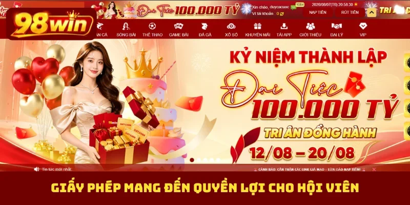 Giấy phép mang đến quyền lợi cho hội viên